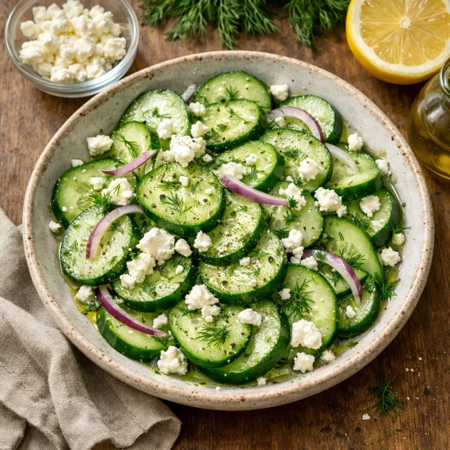 Zesty Dill and Feta Cucumber Salad