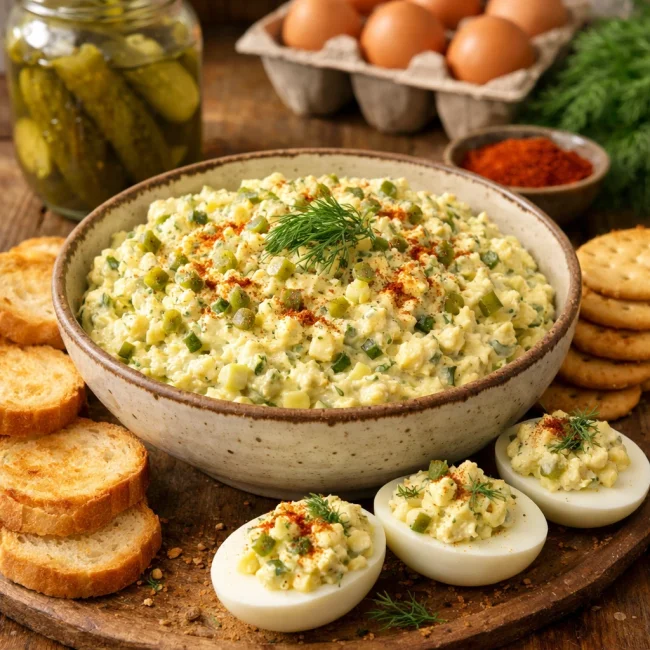 Zesty Dill Pickle Deviled Egg Dip