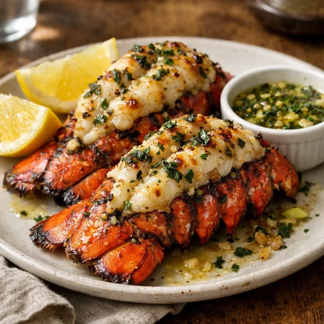 Zesty Garlic Herb Broiled Lobster Tails