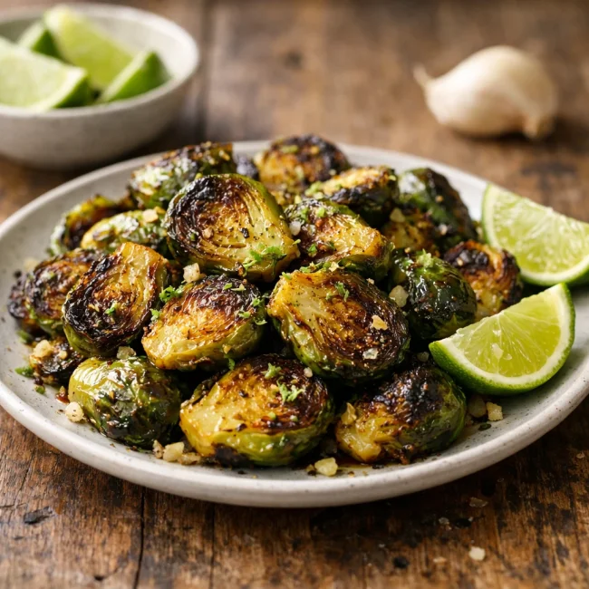 Zesty Garlic Lime Brussels Sprouts
