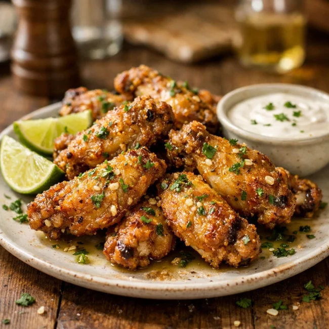 Zesty Garlic Lime Crispy Chicken Wings