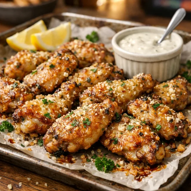 Zesty Garlic-Parmesan Baked Chicken Wings