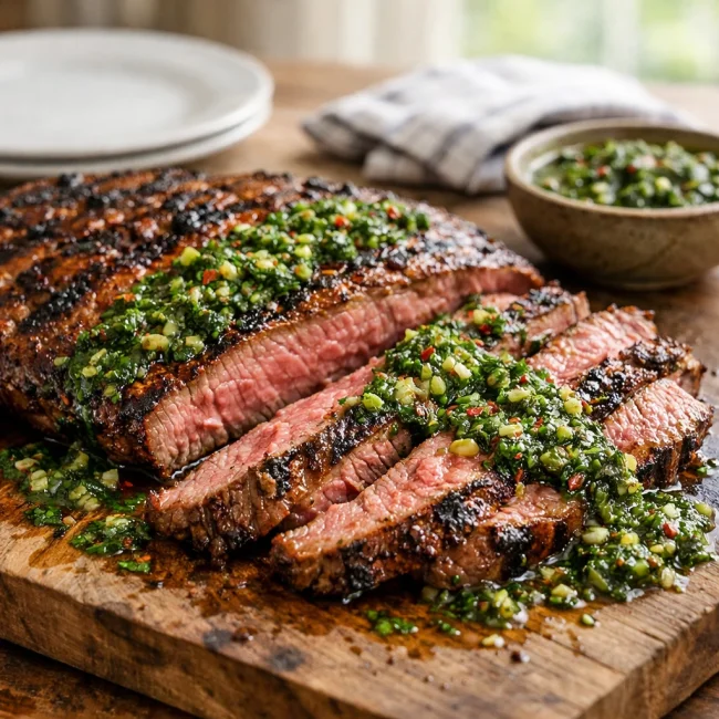 Zesty Grilled Flank Steak with Chimichurri