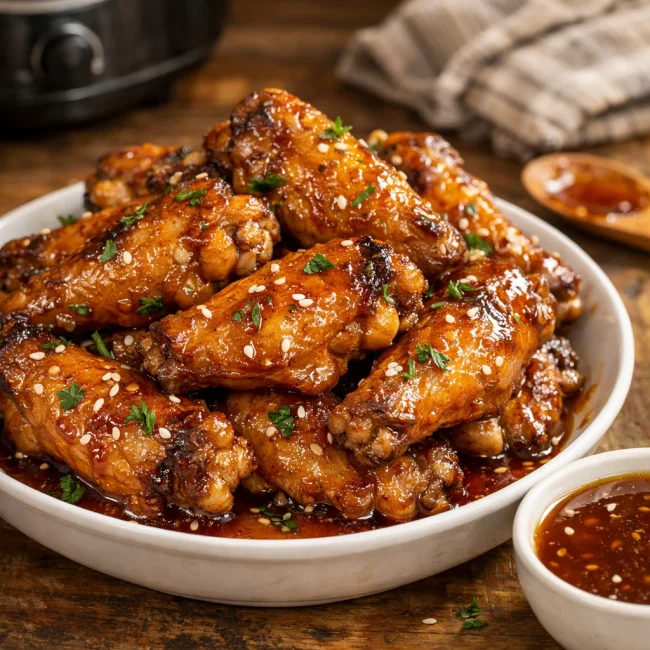 Zesty Honey Garlic Crockpot Chicken Wings