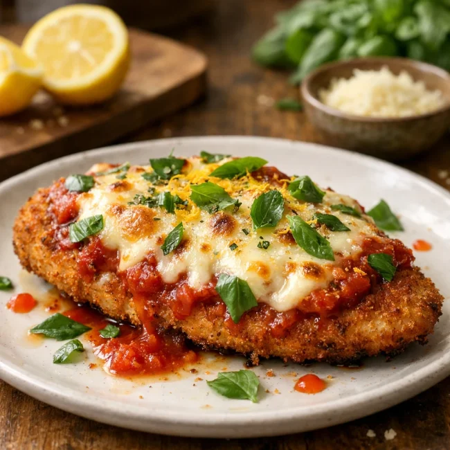 Zesty Lemon Basil Chicken Parmesan