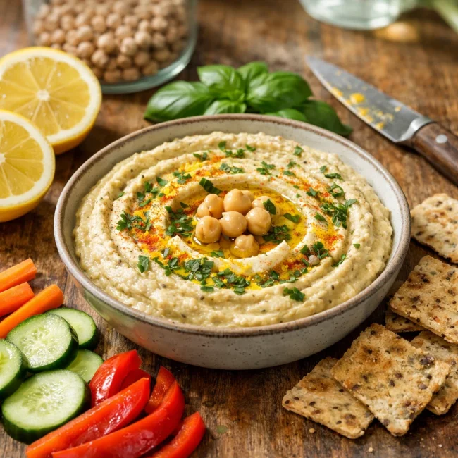 Zesty Lemon Basil Hummus