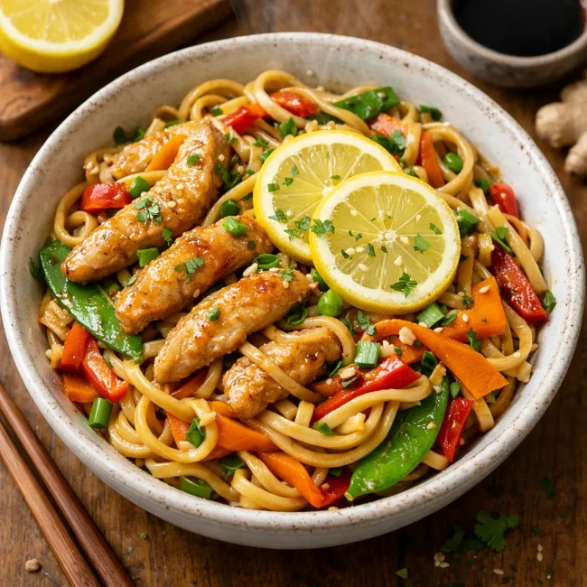 Zesty Lemon Chicken Chow Mein