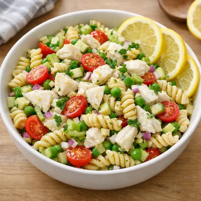 Zesty Lemon Crab Pasta Salad