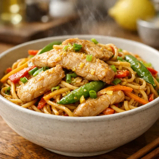 Zesty Lemon Ginger Chicken Chow Mein