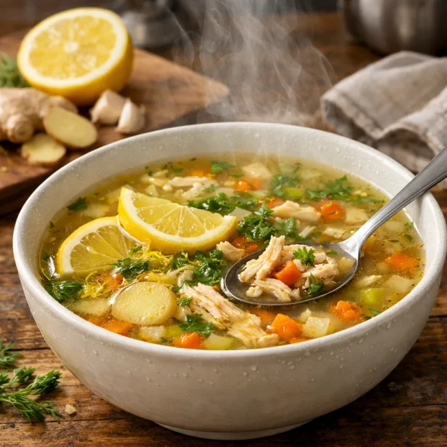 Zesty Lemon Ginger Chicken Soup
