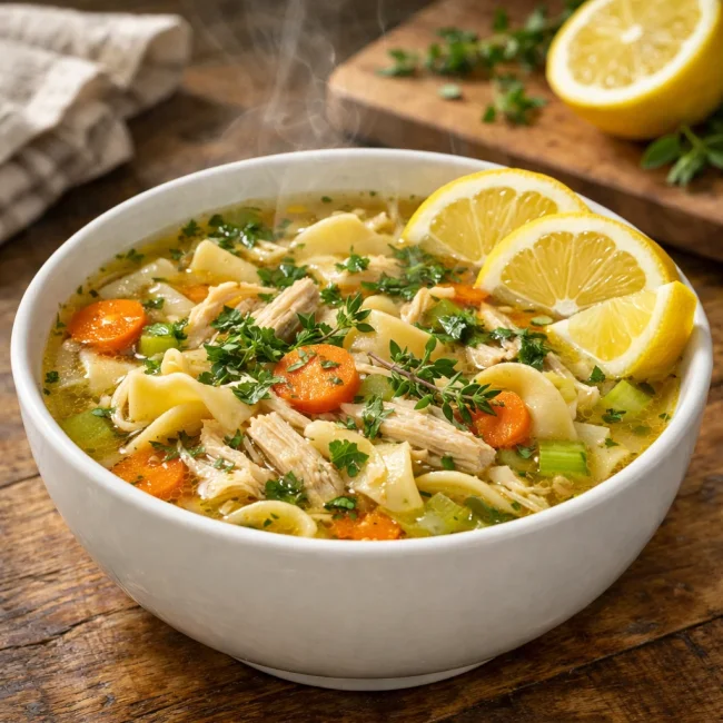 Zesty Lemon Herb Chicken Noodle Soup