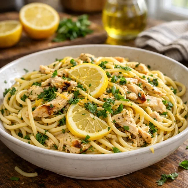 Zesty Lemon Herb Chicken Spaghetti