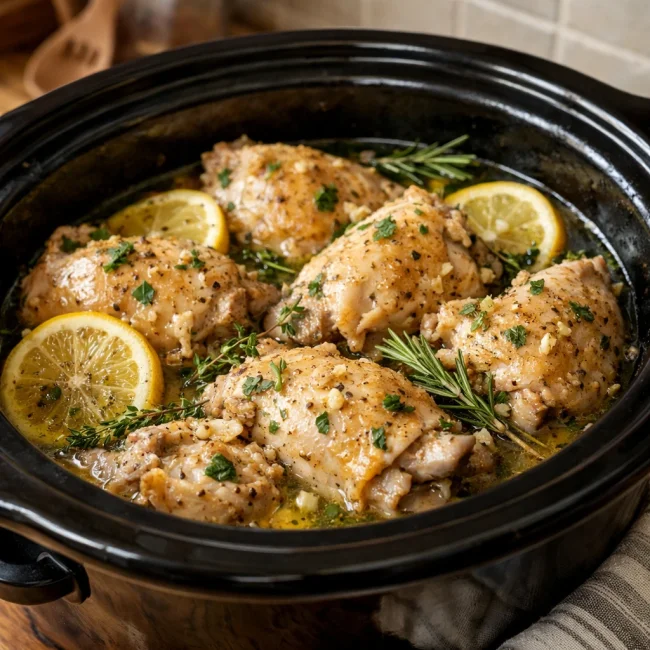 Zesty Lemon Herb Crockpot Chicken