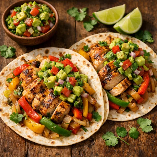 Zesty Lime Chicken Fajitas with Avocado Salsa