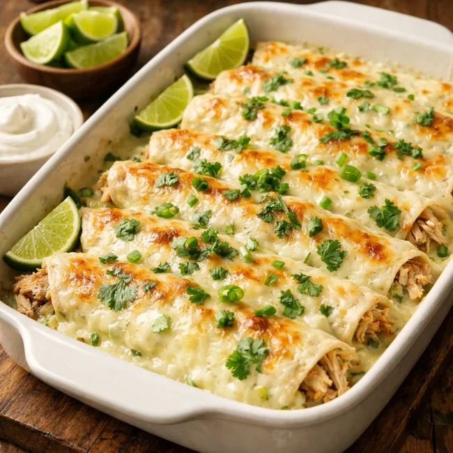 Zesty Lime Sour Cream Chicken Enchiladas