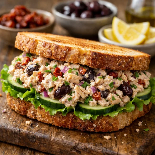 Zesty Mediterranean Tuna Salad Sandwich