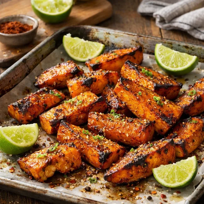 Zesty Oven Roasted Sweet Potatoes with Lime and Chili