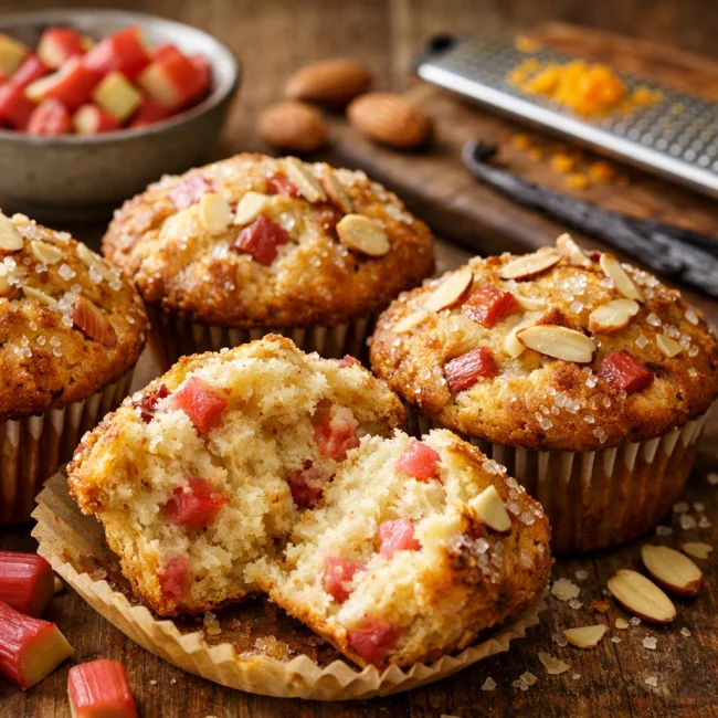 Zesty Rhubarb Almond Muffins