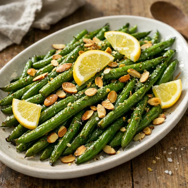 Zesty Roasted Green Beans with Lemon and Almonds