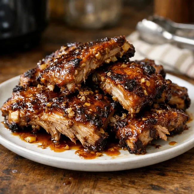 Zesty Slow Cooker Honey Garlic Ribs