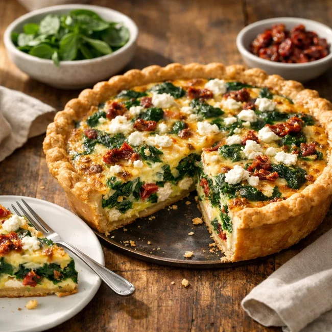 Zesty Spinach and Sun-Dried Tomato Quiche