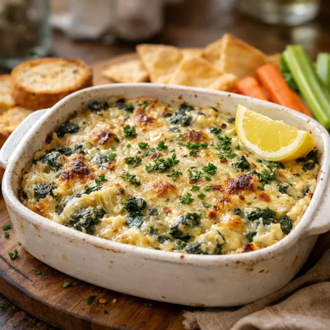 Zesty Spinach Artichoke Dip