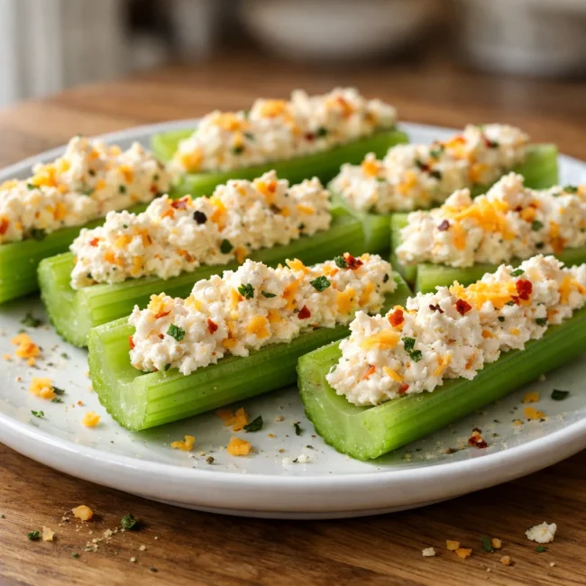 Zesty Stuffed Celery Boats
