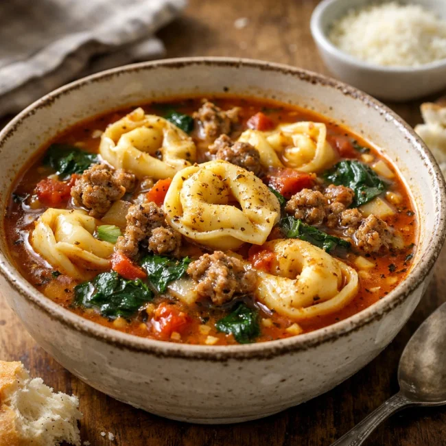 Zesty Tuscan Tortellini Soup