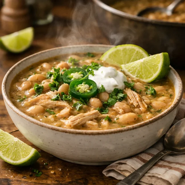 Zesty White Bean Chicken Chili with Lime