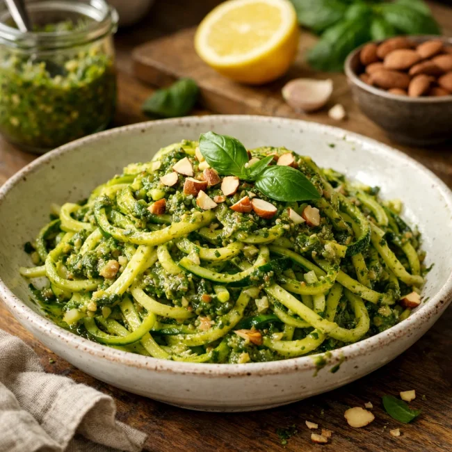 Zucchini Noodles with Almond Pesto