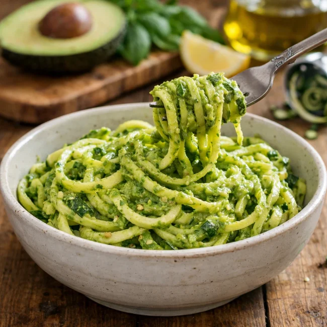 Zucchini Noodles with Avocado Pesto